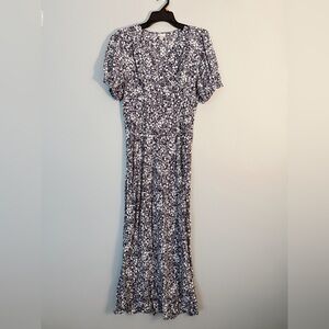 Farmhouse Style Navy Midi Dress with White Flowers – A New Day (Size Medium)